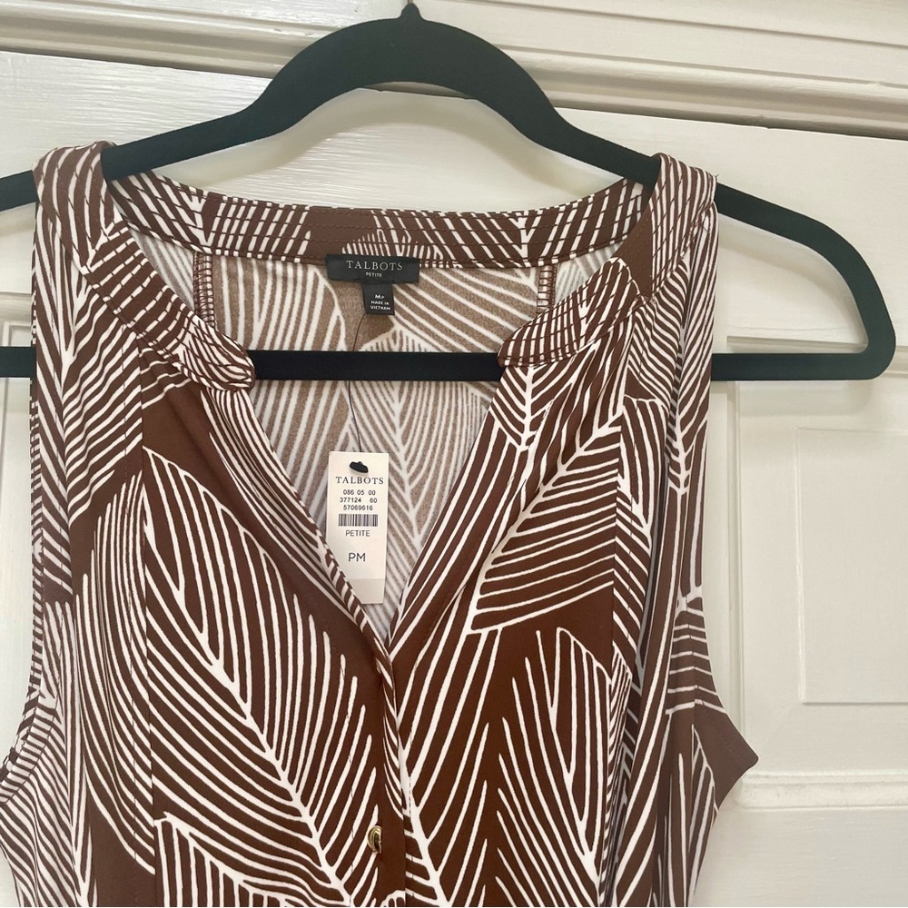 NWT Talbots women’s MP Jersey Shirtdress - Linear Palms print - Picture 5 of 12